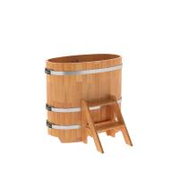 Купель овальная из сращенных ламелей лиственницы 0,59х1,06