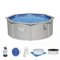 Bestway 56574 BW Стальной бассейн Hydrium 360х120см, 10990л, песч.фил.-нас. 3028л/ч, лестн., тент, подст., попл.-доз.