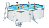 Bestway 56583 BW Стальной овальный бассейн Hydrium Oval Pool Set 500х360х120см, 16296л,фил.-насос 3028л/ч, лестница