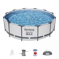 Bestway 5619N BW Каркасный бассейн Steel Pro Max 366х100см, 9150л, с навесом, фил.-насос 2006л/ч, лестница