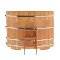 Купель овальная из сращенных ламелей лиственницы 1,15х1,83