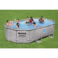 Bestway 56946 BW Каркасный бассейн 488х305х107см "Ротанг" 7250л, песч.фил.-нас. 3028л/ч, лестница, тент, попл.-доз.