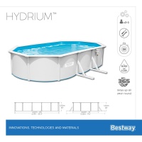 Bestway 56369 BW Стальной бассейн Hydrium 610х360х120см, 19929л, песч.фил.-нас 5678л/ч, лестн, тент, подст, попл.-доз