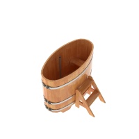 Купель овальная из сращенных ламелей лиственницы 0,69х1,31