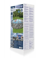 Bestway 56966 BW Каркасный бассейн Power Steel 488x122см "Камень" 19480л, фил.-нас. 5678л/ч, лестн., тент, попл.-доз.